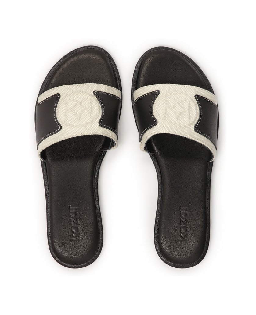 Kazar-Flache-Rutschen-aus-Leder-und-Stoff-schwarz