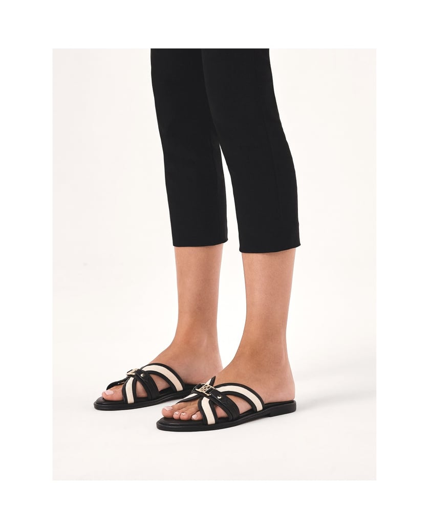 Kazar-Bequeme-Pantoletten-aus-Leder-und-Stoff-schwarz