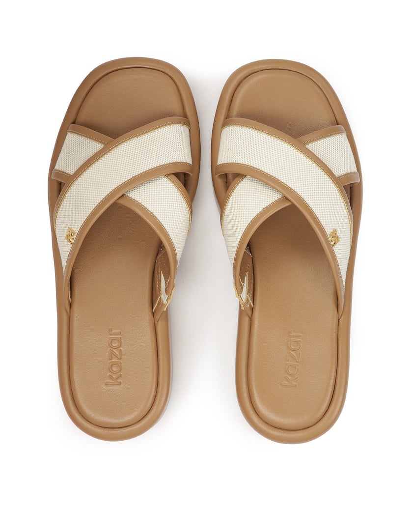 Kazar-Brown-slides-in-leather-and-canvas-fabric-hnědá