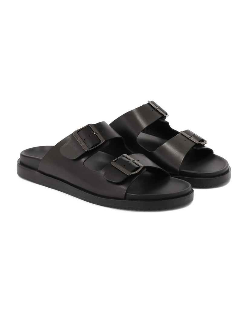 Kazar-Schwarze-Lederrutschen-mit-Schnallen-schwarz