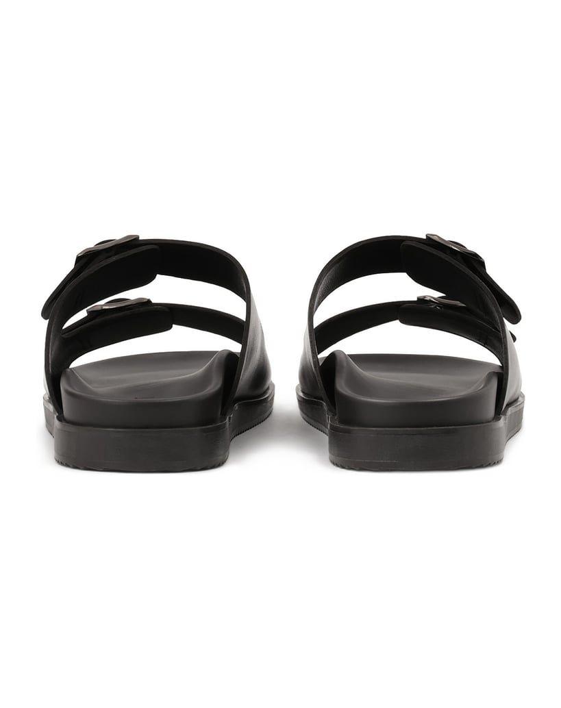 Kazar-Schwarze-Lederrutschen-mit-Schnallen-schwarz