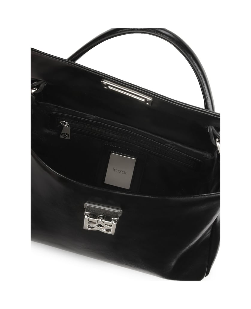 Kazar-Black-leather-handbag-with-handle-and-strap-černá