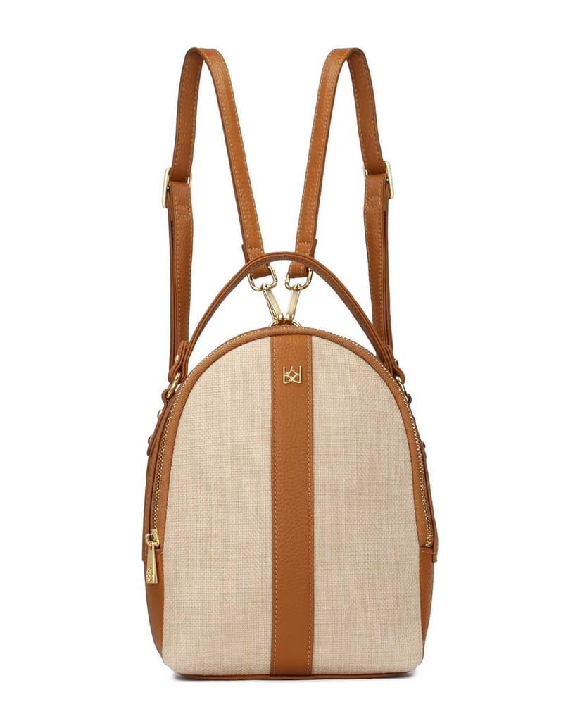 Kazar-Light-brown-leather-and-beige-fabric-backpack-velbloudí