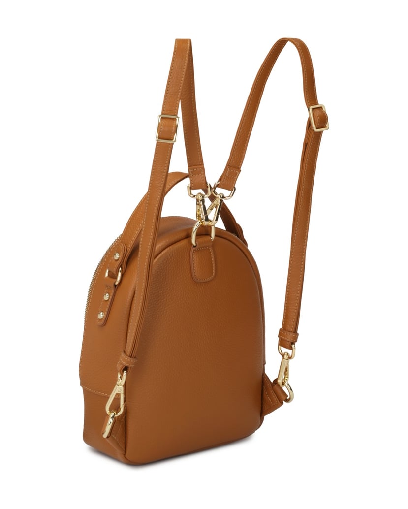 Kazar-Light-brown-leather-and-beige-fabric-backpack-velbloudí