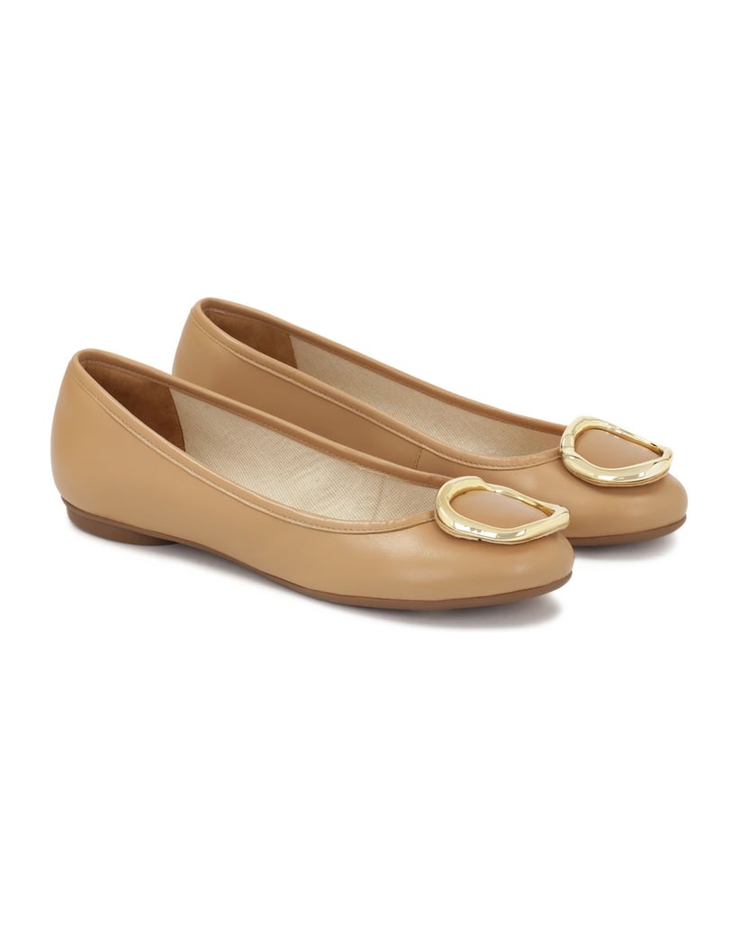 Kazar-Beige-Lederballerinas-mit-Metallverzieru-beige