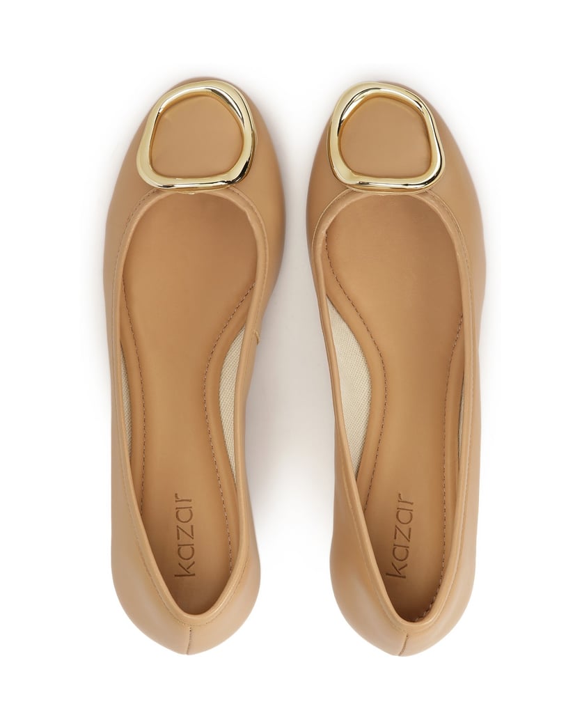 Kazar-Beige-Lederballerinas-mit-Metallverzieru-beige