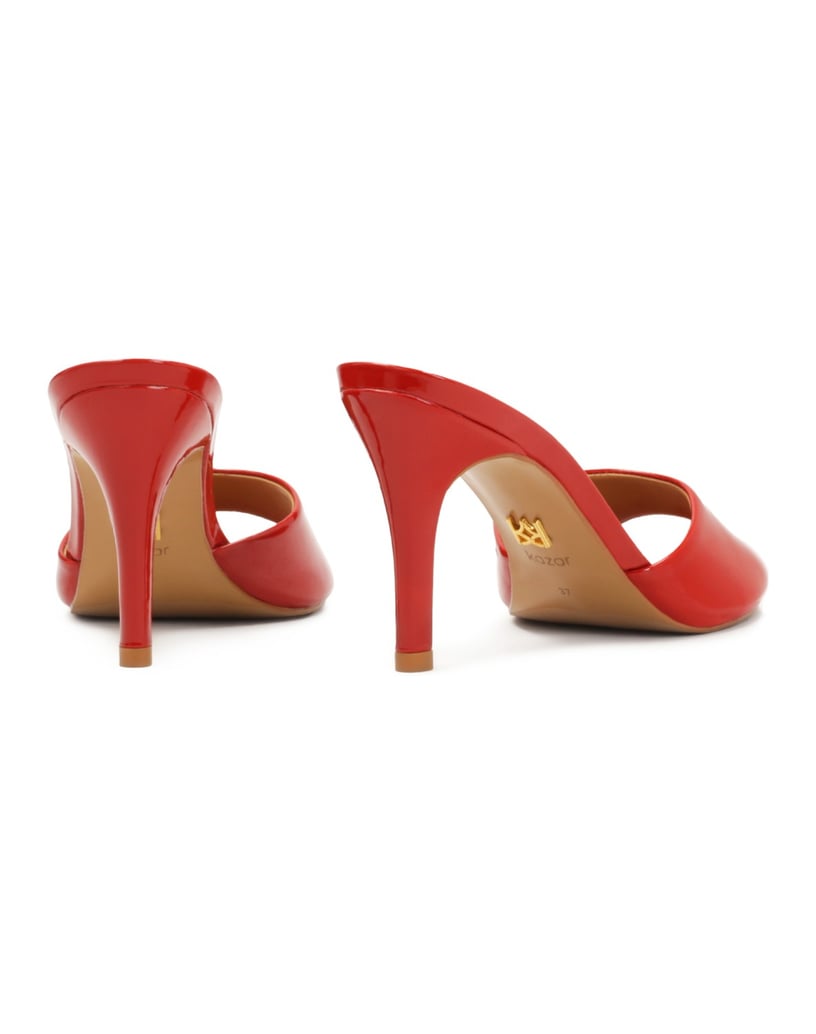 Kazar-Red-patent-leather-heeled-mules-červená