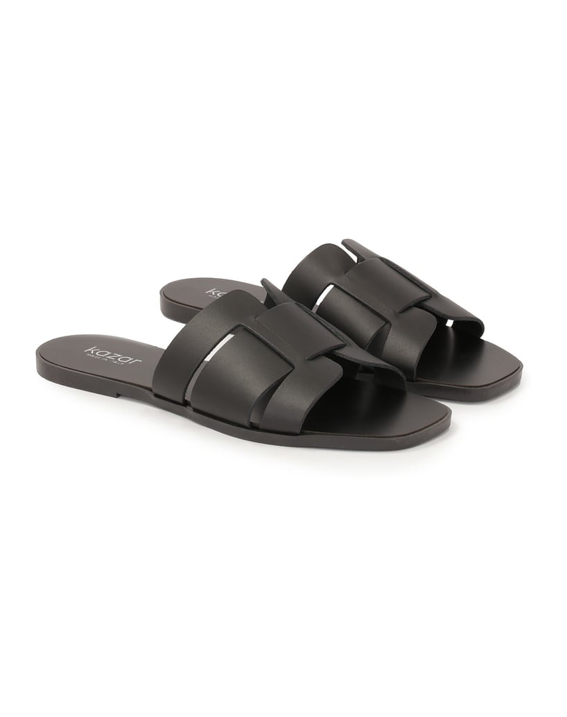 Kazar-Schwarze-Pantoletten-auf-flacher-Sohle-schwarz