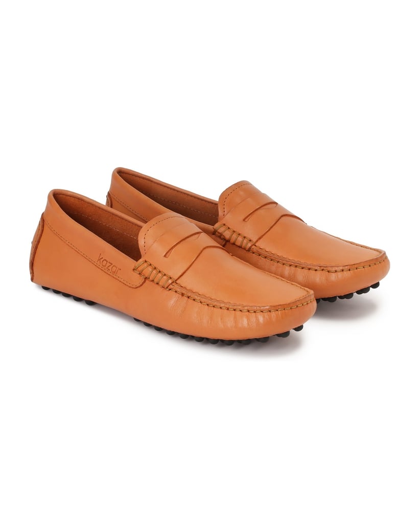 Kazar-Orangefarbene-Herrenmokassins-aus-Glattl-orange