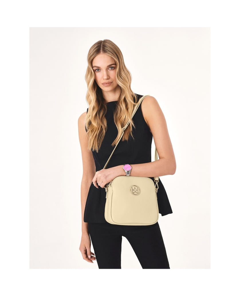 Kazar-Posttasche-aus-cremefarbenem-Leder-mit-z-weiss