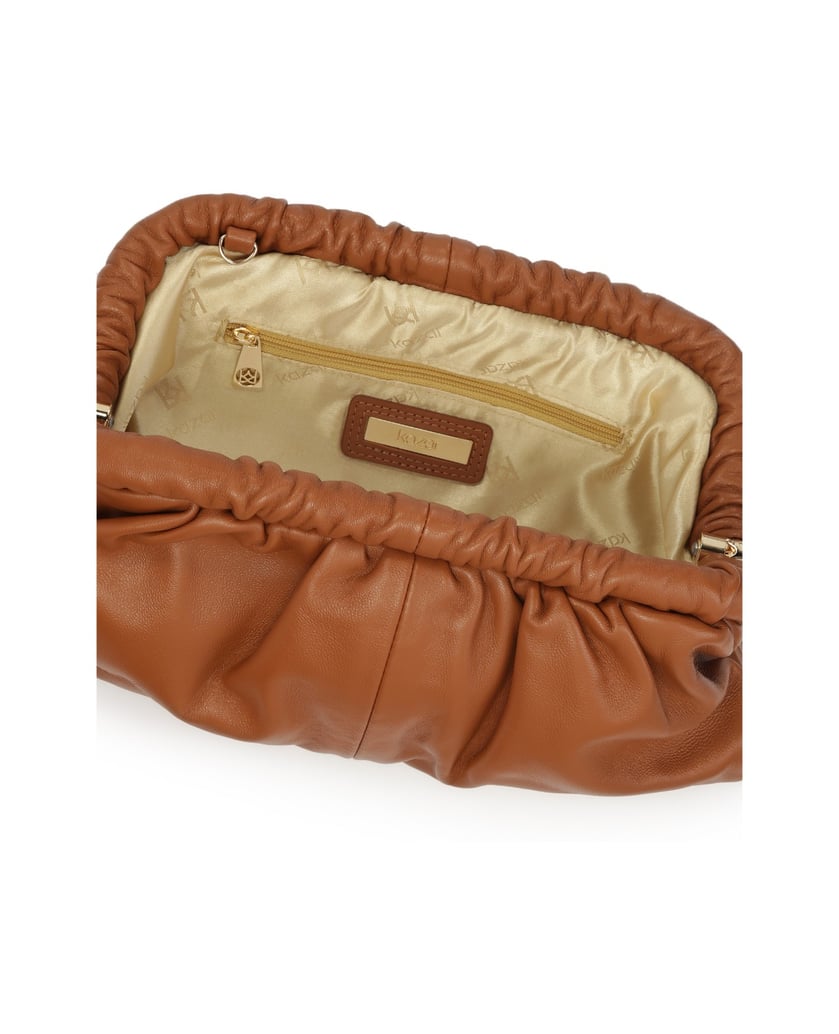 Kazar-Faltende-Clutch-Bag-mit-festem-Rahmen-camel