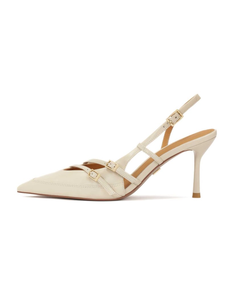 Kazar-Gestreifte-Slingback-Pumps-aus-Leder-weiss