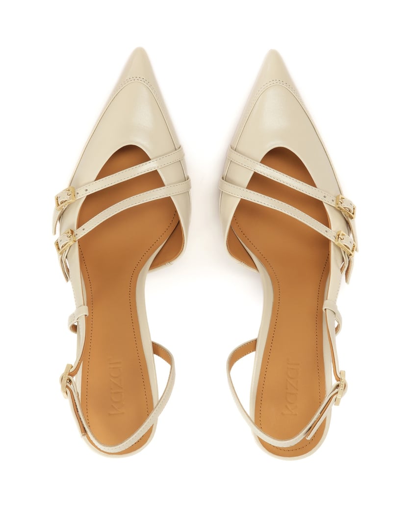 Kazar-Gestreifte-Slingback-Pumps-aus-Leder-weiss