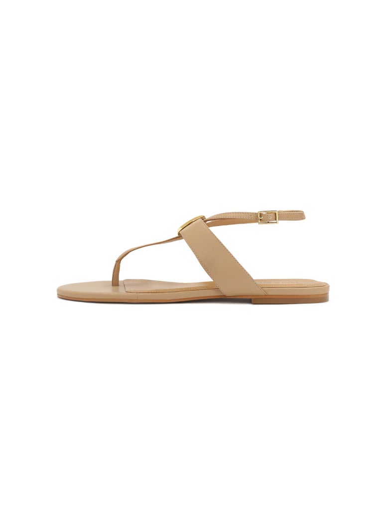 Kazar-Beigefarbene-flache-Flip-Flop-Sandalen