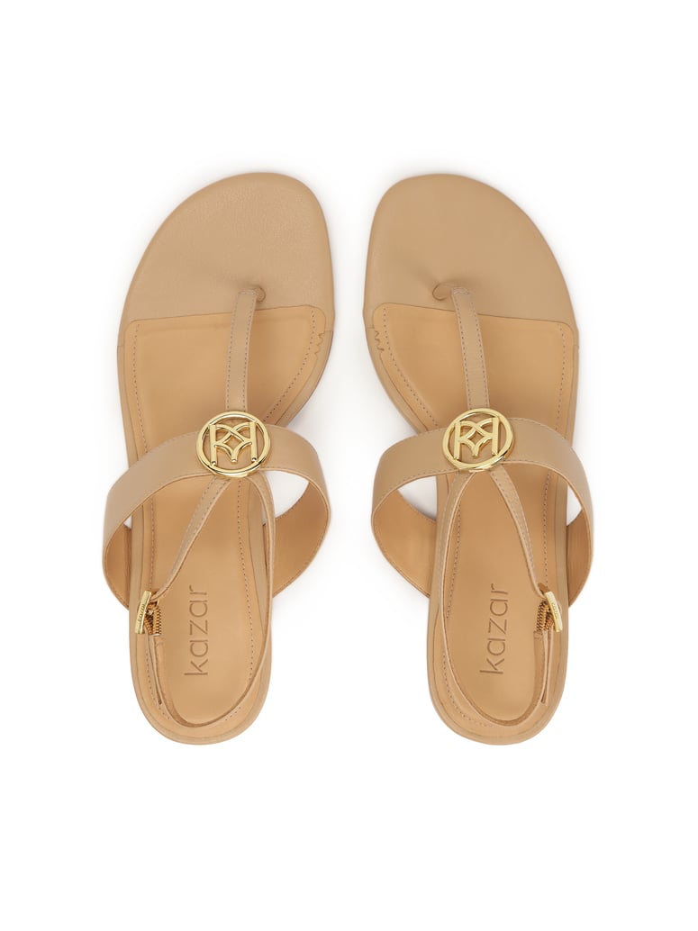 Kazar-Beigefarbene-flache-Flip-Flop-Sandalen