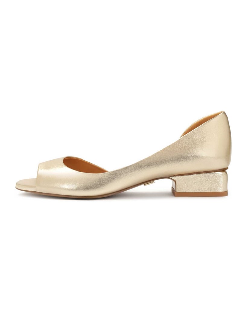 Kazar-Goldfarbene-Peep-Toe-Pumps-mit-niedrigem-gold