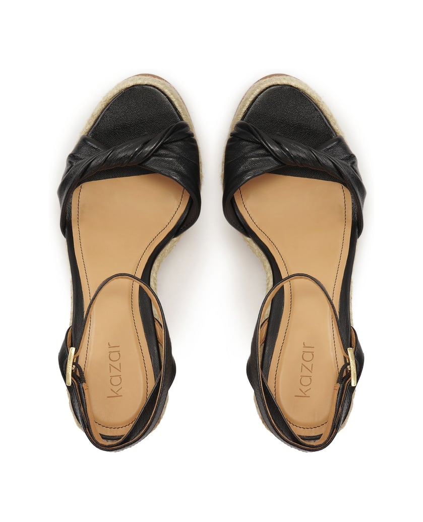 Kazar-Schwarze-Ledersandalen-auf-einem-Plateau-schwarz