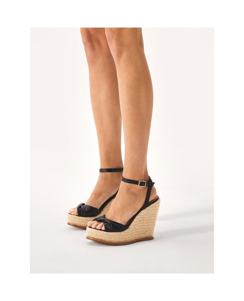 Kazar-Schwarze-Ledersandalen-auf-einem-Plateau-schwarz