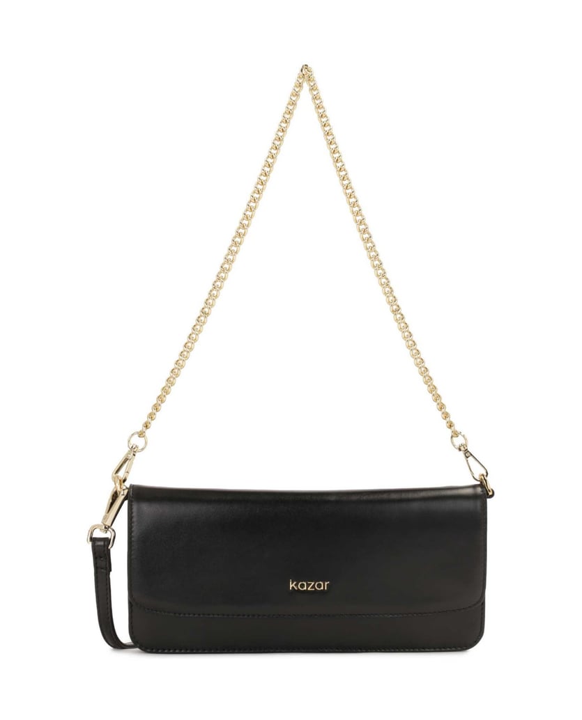 Kazar-Oblong-flat-handbag-with-flap-čierna