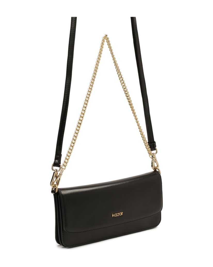 Kazar-Oblong-flat-handbag-with-flap-čierna