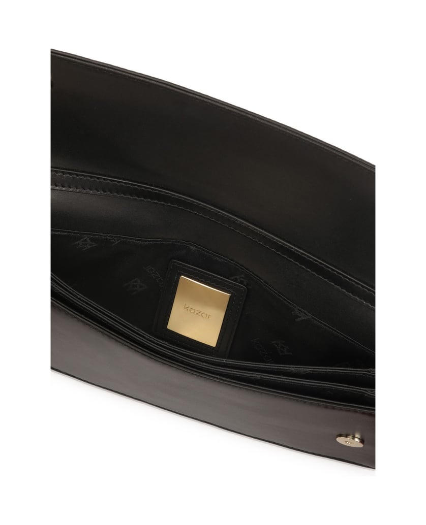 Kazar-Oblong-flat-handbag-with-flap-čierna