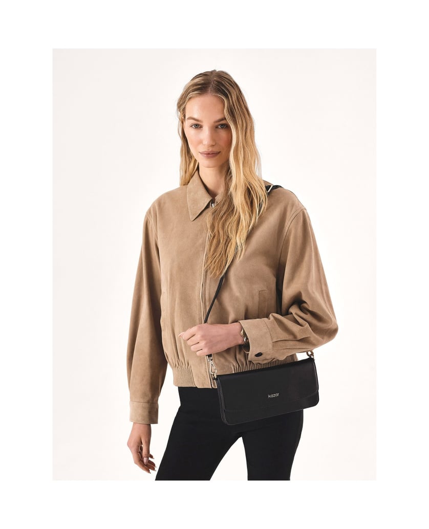 Kazar-Oblong-flat-handbag-with-flap-čierna