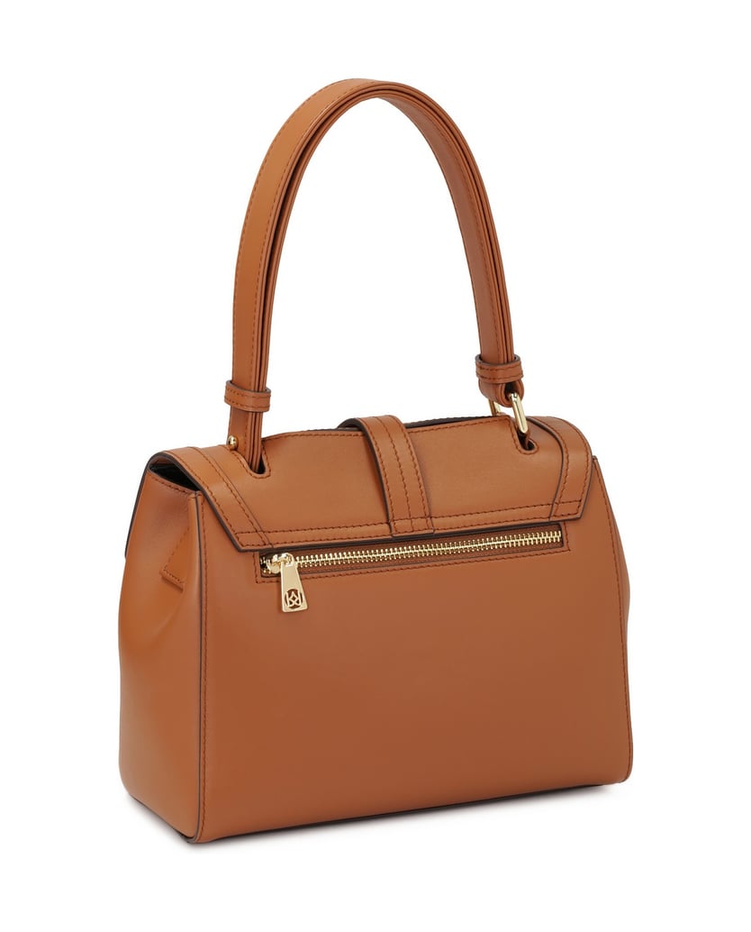 Kazar-Braune-Handtasche-mit-Klappe-und-Henkel-camel