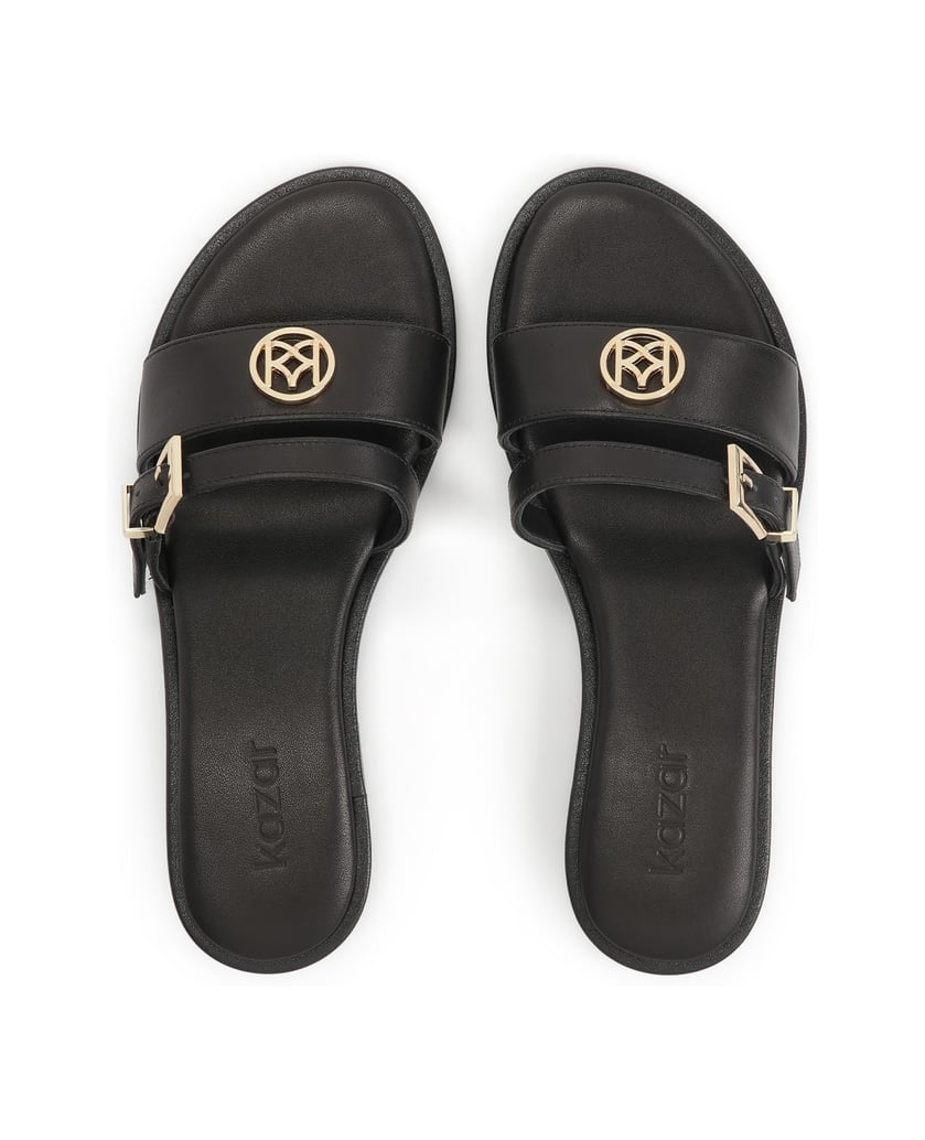 Kazar-Schwarze-Pantoletten-mit-zwei-Riemen-schwarz