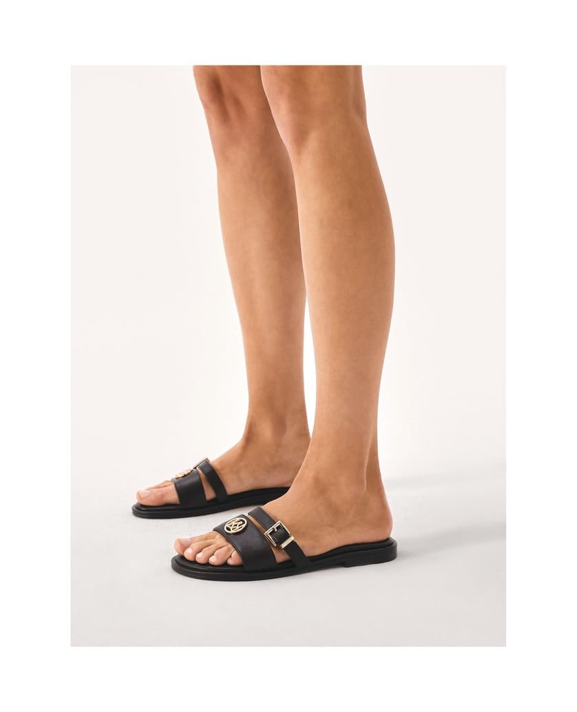 Kazar-Schwarze-Pantoletten-mit-zwei-Riemen-schwarz