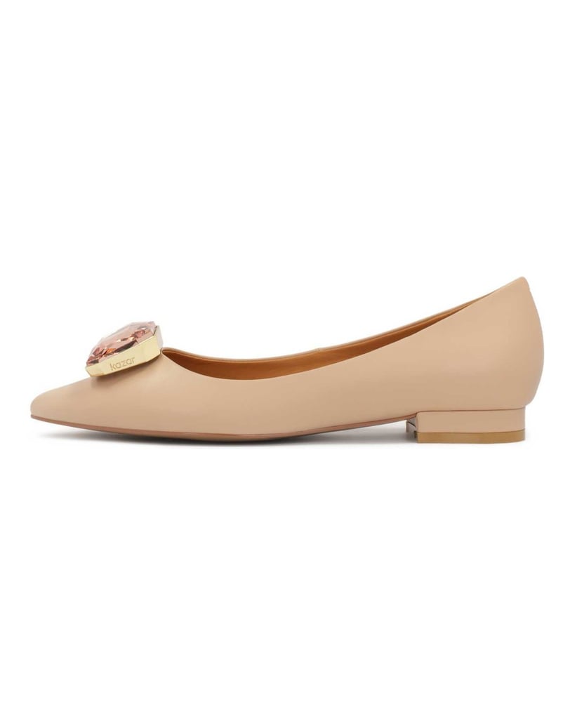 Kazar-Elegant-leather-pumps-on-a-flat-sole-růžová