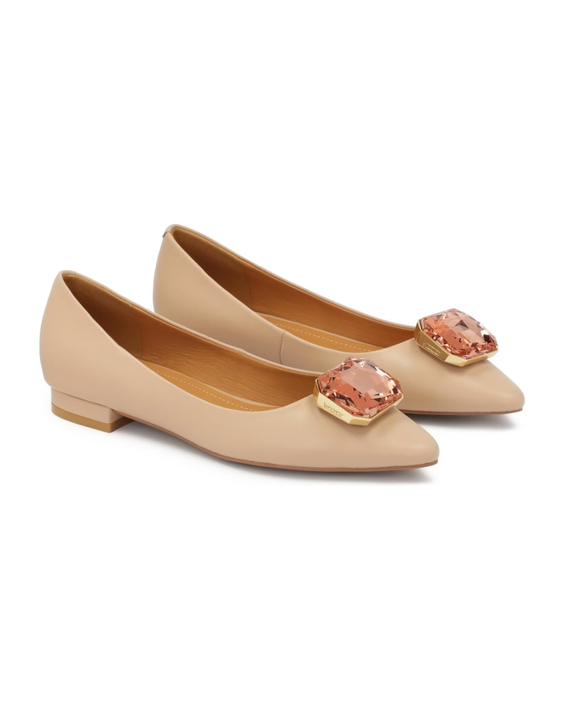 Kazar-Elegant-leather-pumps-on-a-flat-sole-růžová