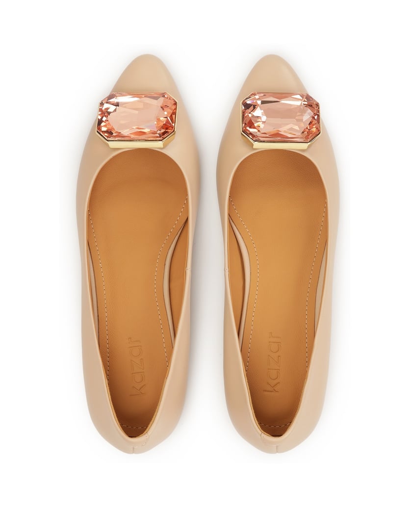 Kazar-Elegant-leather-pumps-on-a-flat-sole-růžová