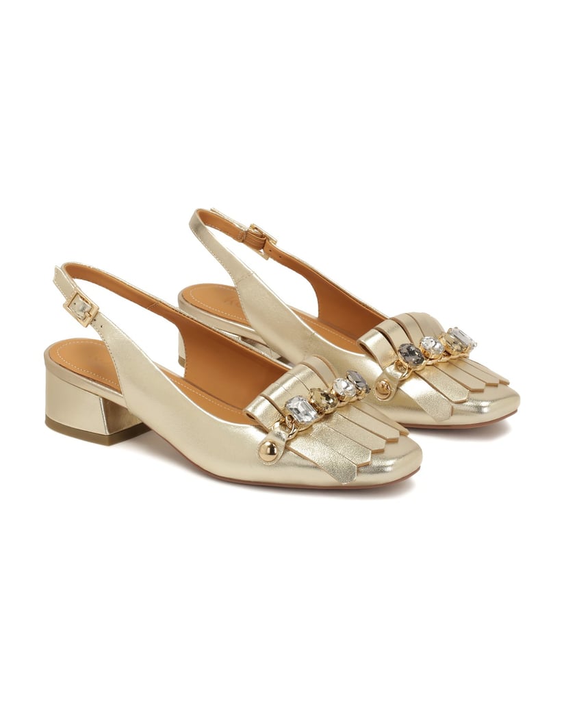 Kazar-Gold-pumps-with-open-heels-zlatá