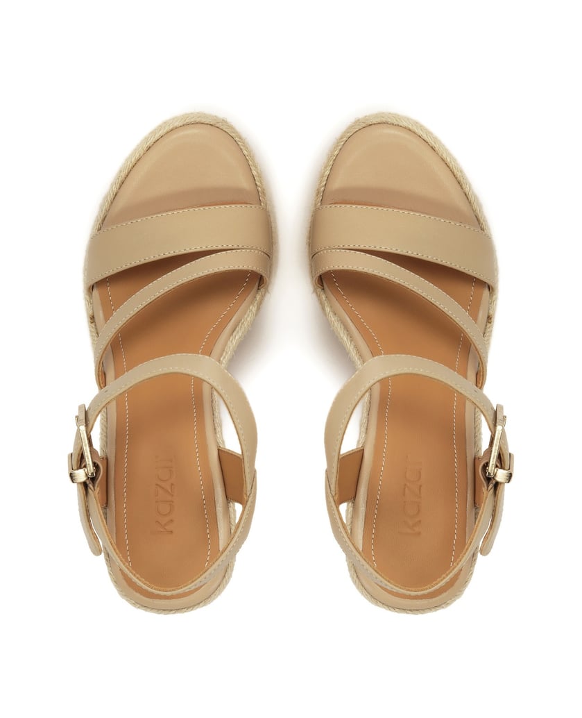 Kazar-Ledersandalen-mit-kordelbedecktem-Absatz-beige