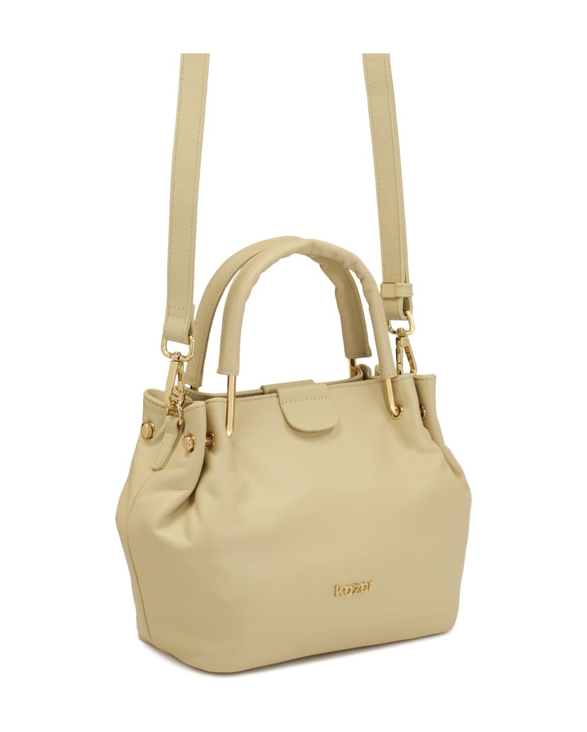 Kazar-Elegante-cremefarbene-Handtasche-mit-einer-Falte-an-den-Griffen-weiss