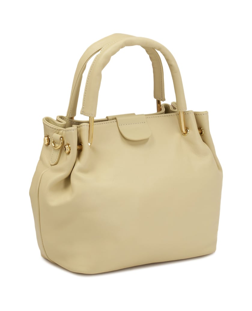 Kazar-Elegante-cremefarbene-Handtasche-mit-einer-Falte-an-den-Griffen-weiss