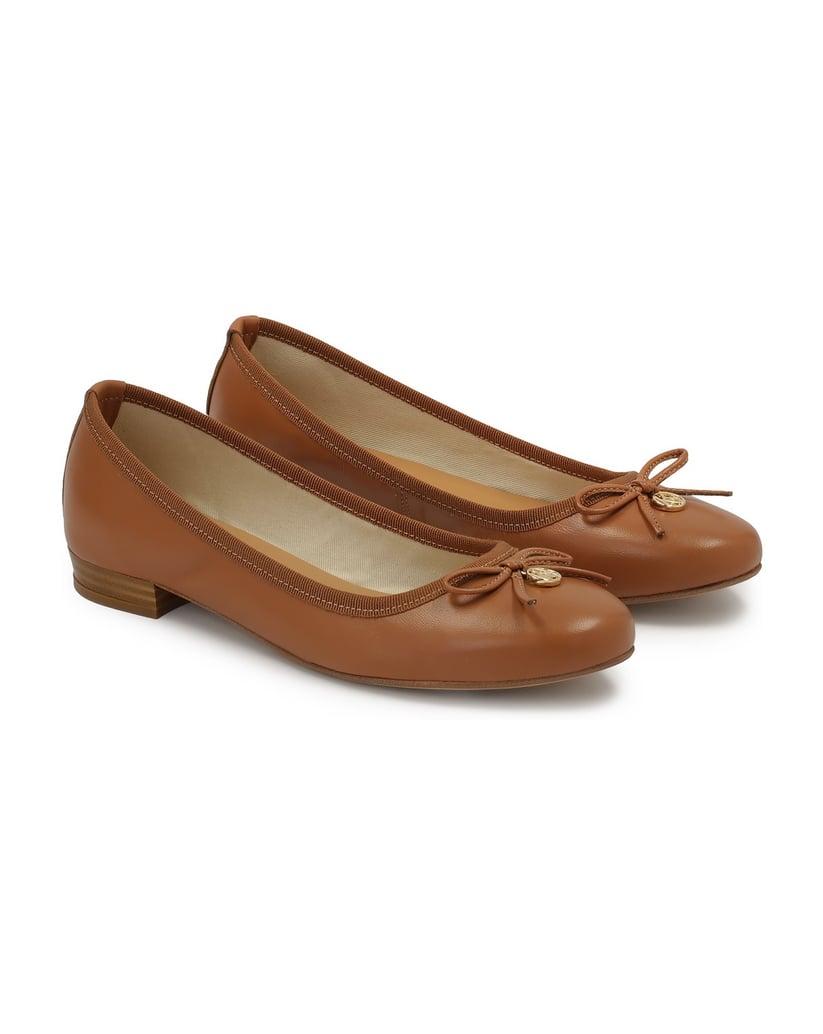 Kazar-Hellbraune-bequeme-Lederballerinas-camel