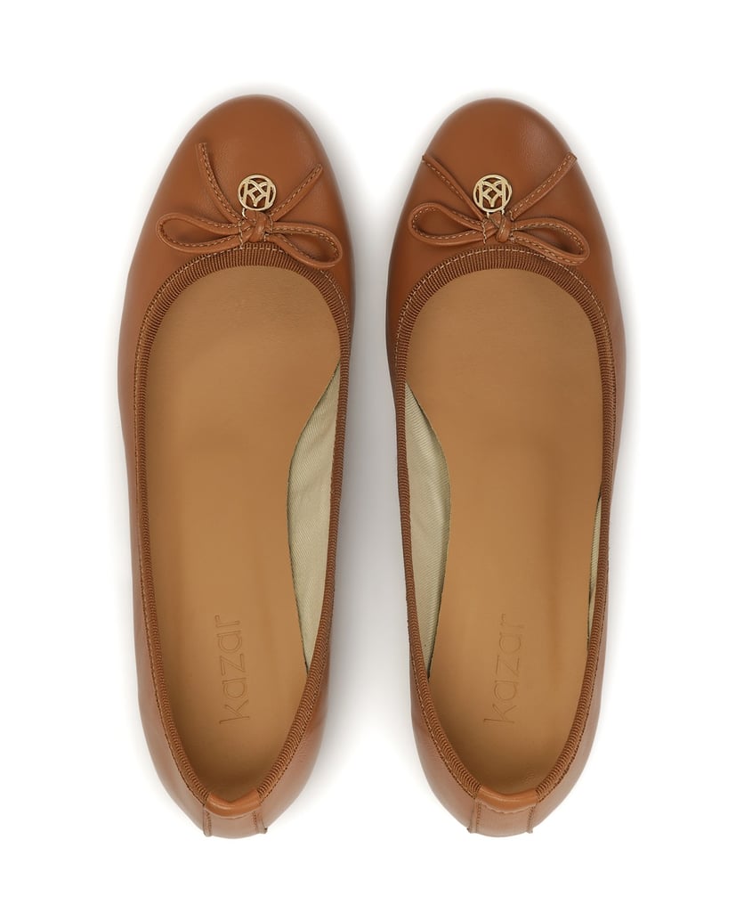 Kazar-Hellbraune-bequeme-Lederballerinas-camel