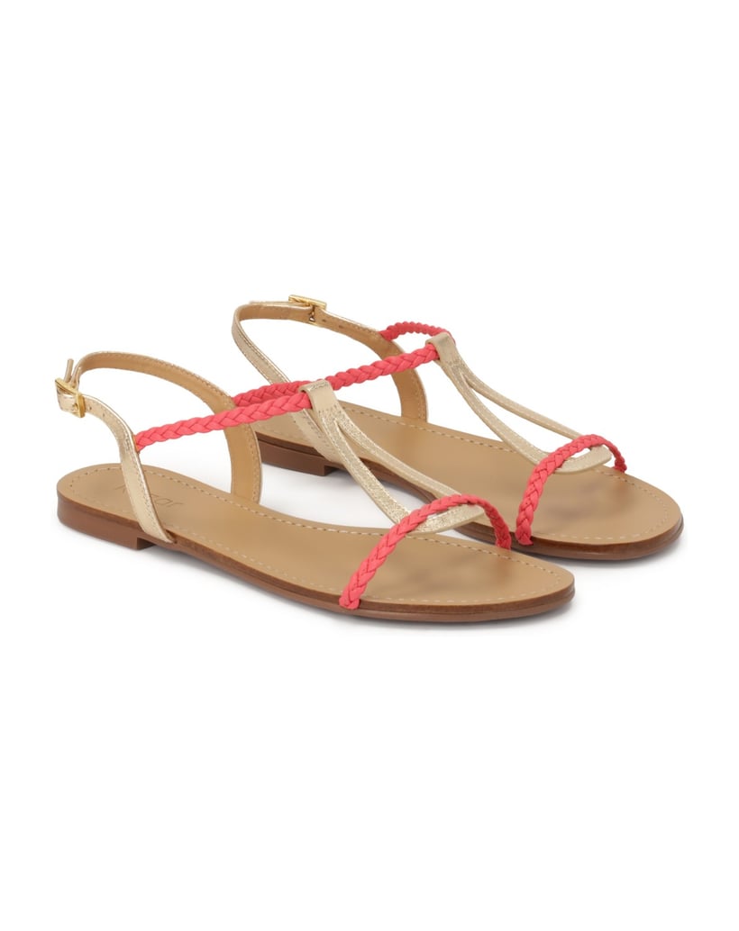 Kazar-Pink-and-gold-flat-leather-sandals-růžová