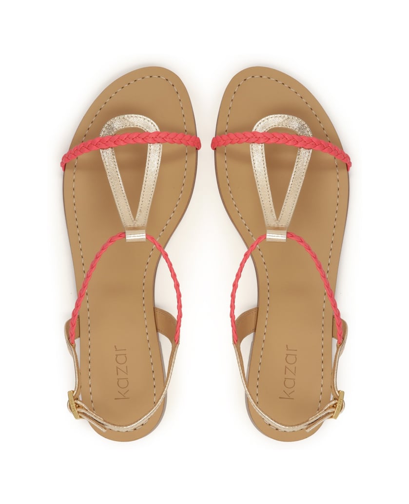 Kazar-Pink-and-gold-flat-leather-sandals-růžová