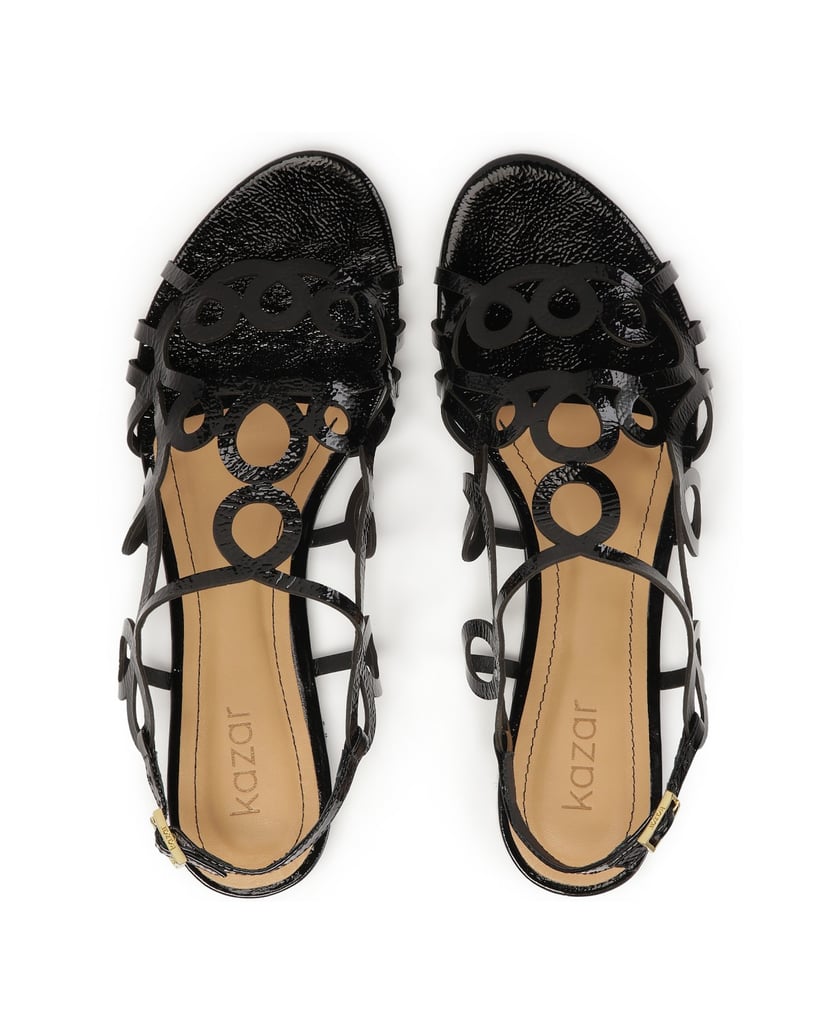 Kazar-Black-flat-sole-sandals-černá