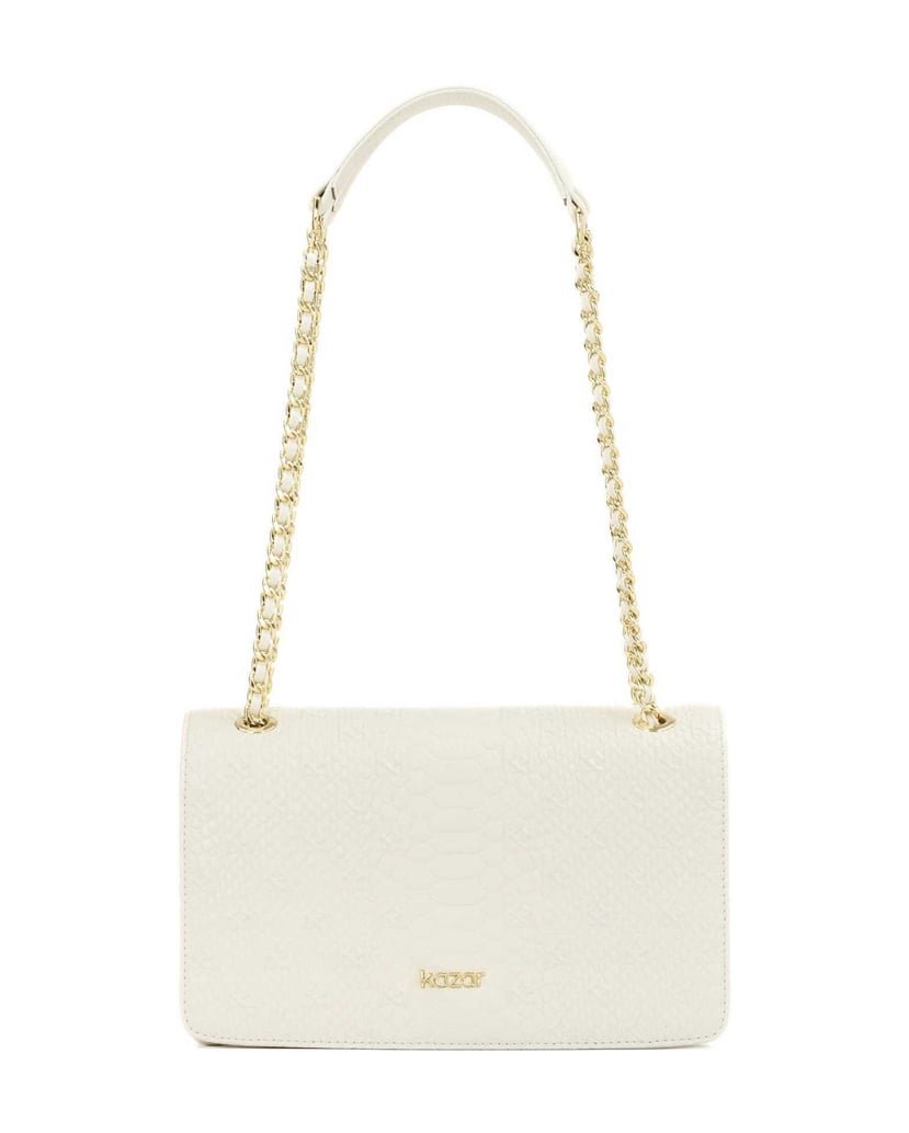 Kazar-White-leather-handbag-with-embossed-pattern-flap-biela