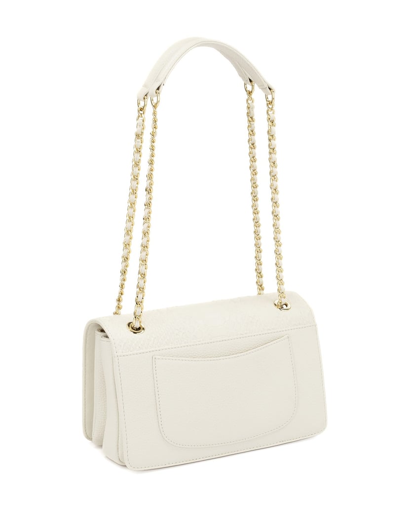 Kazar-White-leather-handbag-with-embossed-pattern-flap-biela