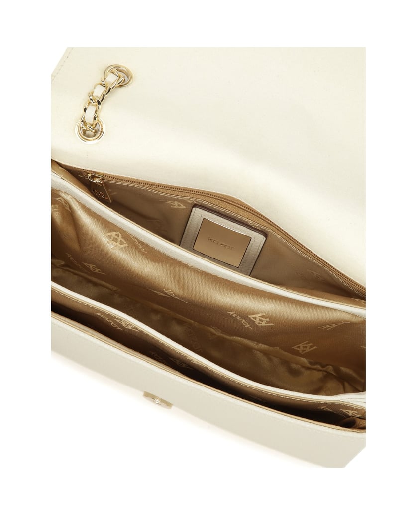 Kazar-White-leather-handbag-with-embossed-pattern-flap-biela