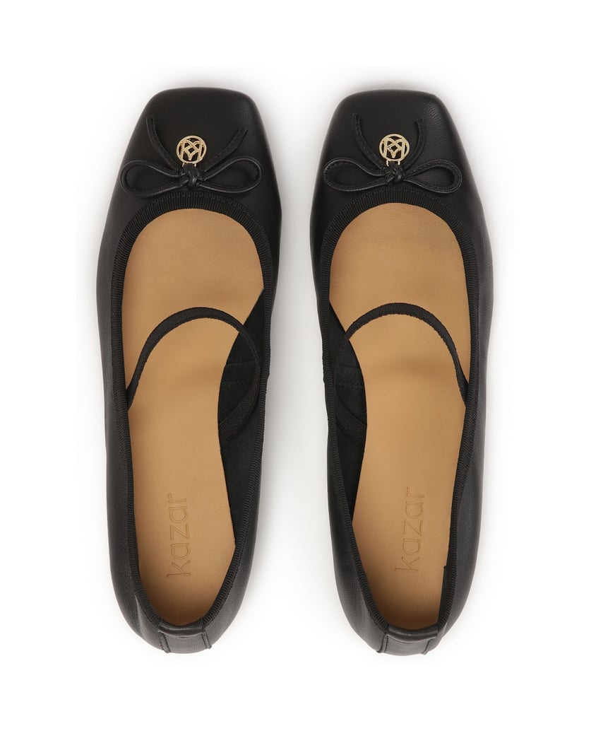 Kazar-Black-ballerinas-with-elastic-band-and-truncated-nose-černá