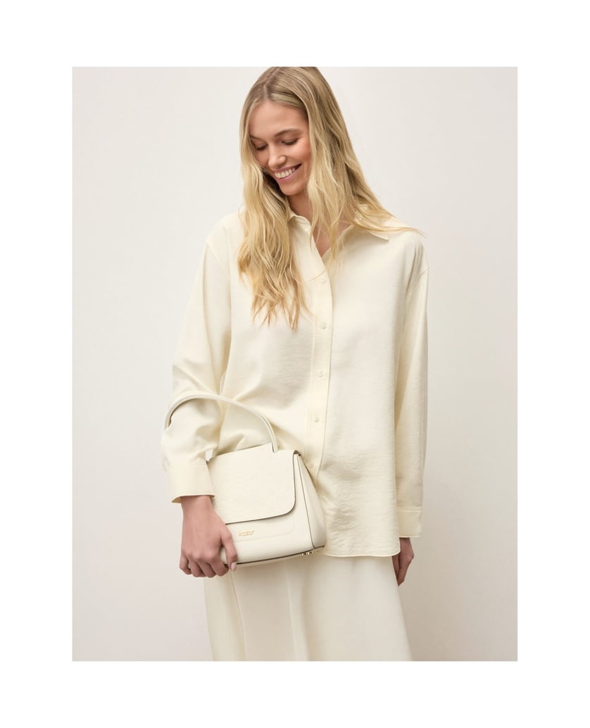Kazar-White-handbag-with-flap-in-embossed-pattern-biela