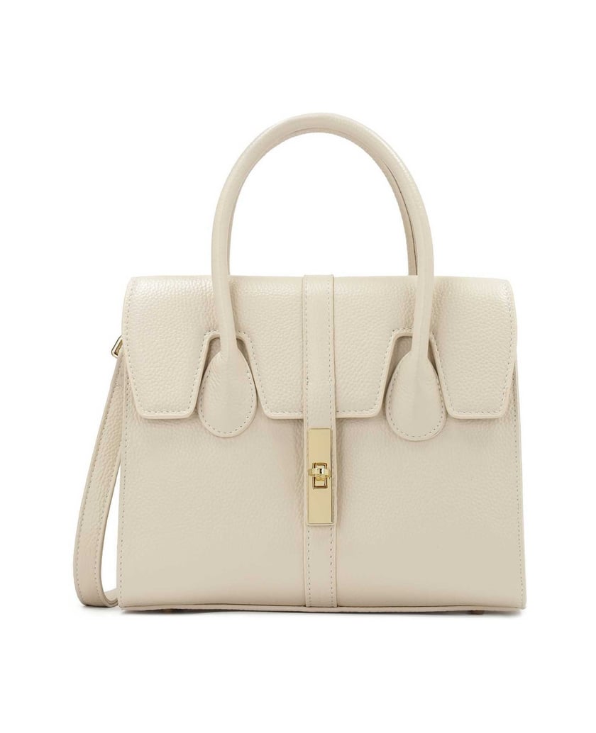 Kazar-Schicke-Lederhandtasche-mit-feiner-Klapp-weiss