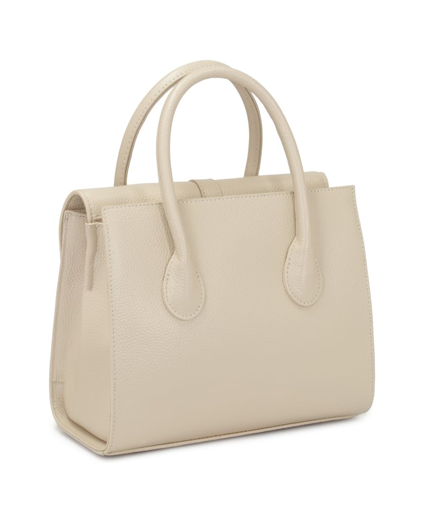 Kazar-Schicke-Lederhandtasche-mit-feiner-Klapp-weiss