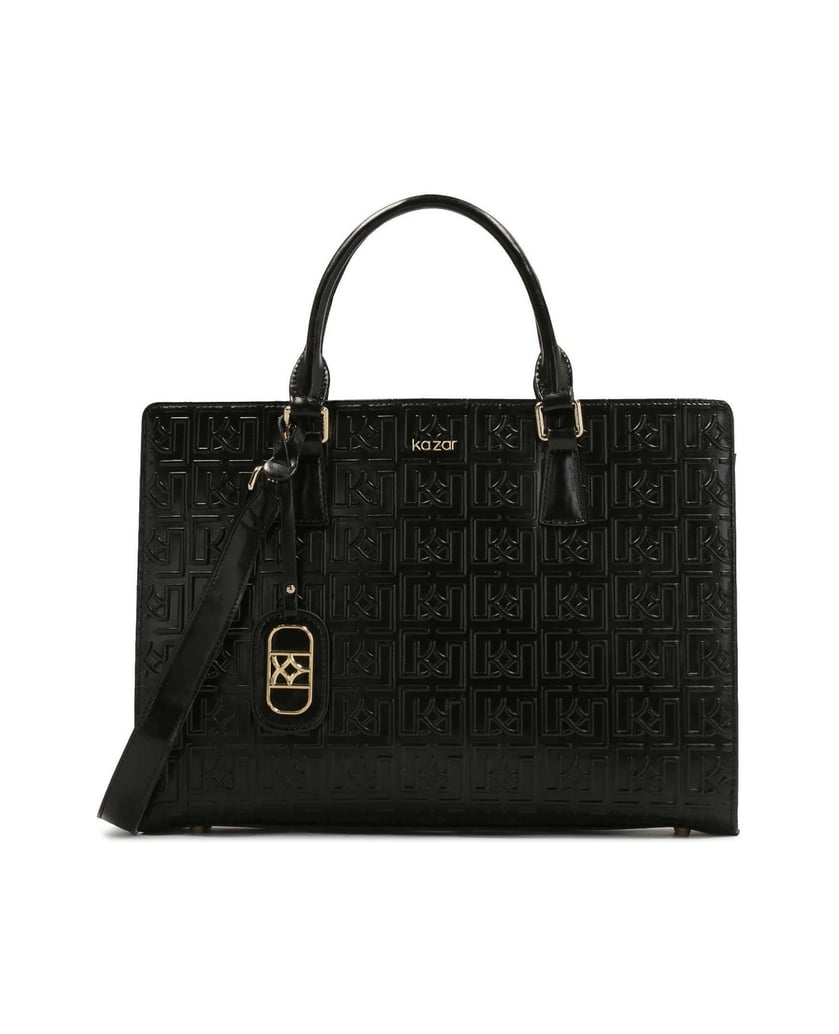 Kazar-Large-rigid-bag-with-embossed-design-černá