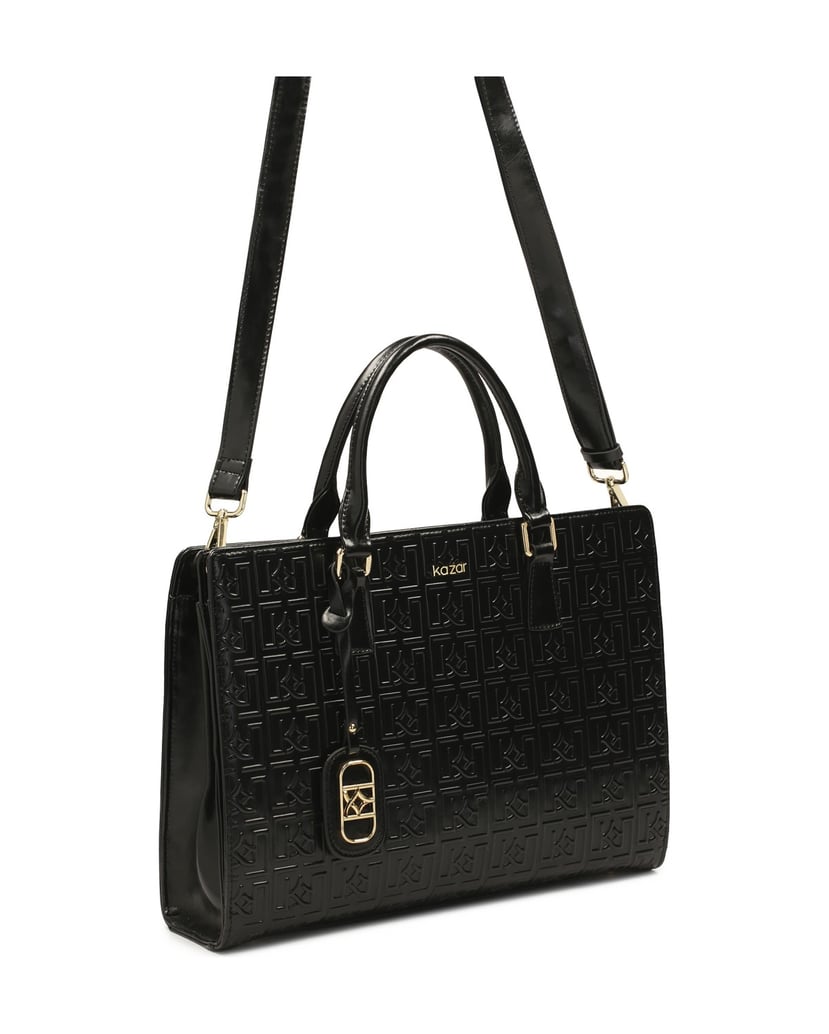 Kazar-Large-rigid-bag-with-embossed-design-černá